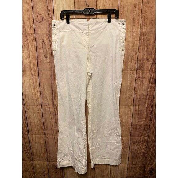 Loft Ann Taylor size 10 white the Julie trouser pants nautical - Picture 1 of 9